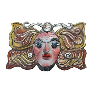 Antique Guerrero Mexican butterfly man festival mask